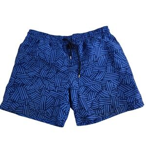 Capelle Mens 2XL‎ Blue Swim Trunks Drawstring Elastic Waist Abstract